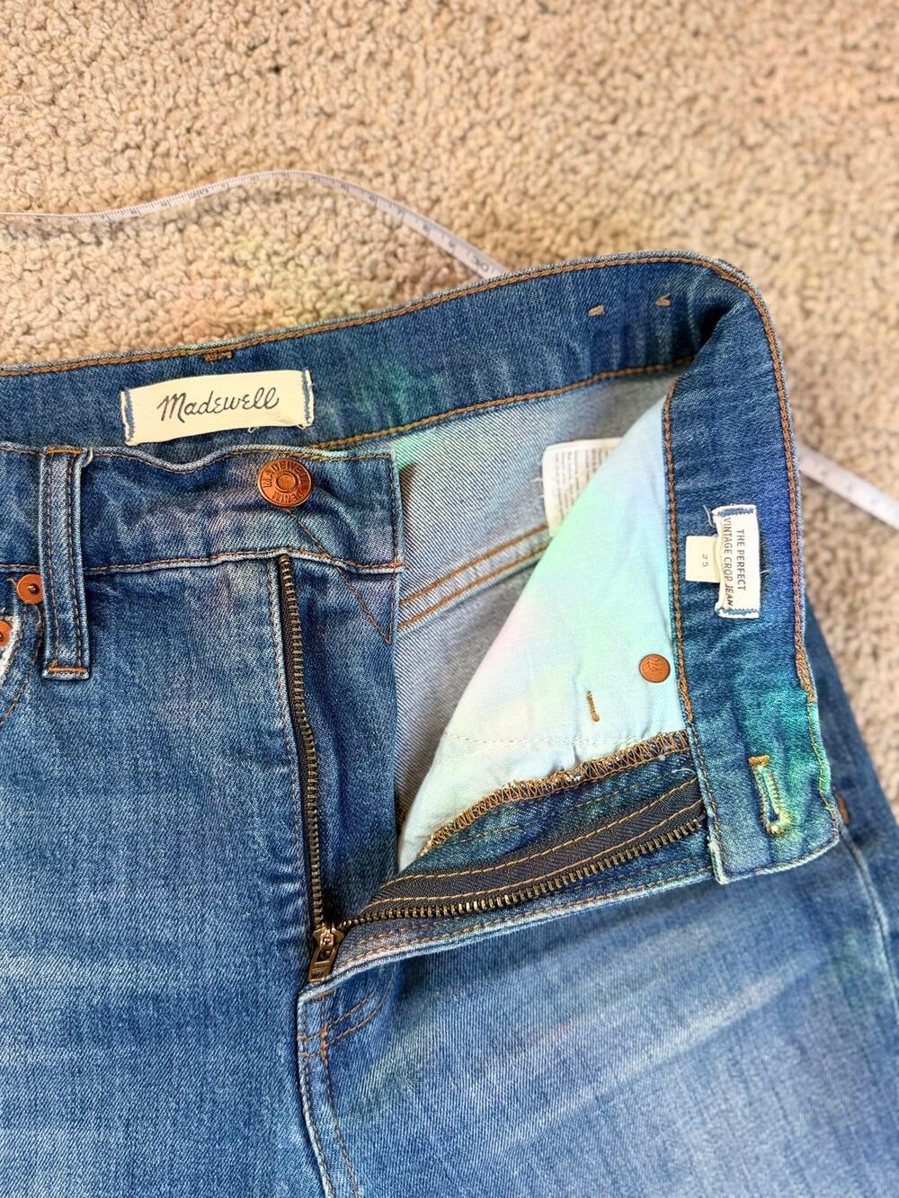 Madewell The Perfect Vintage Crop Jean High Rise Straight Medium Wash Raw Hem 25